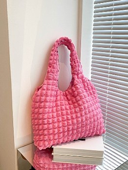 Shopping Solid Ruched Tote Bags For Ladies