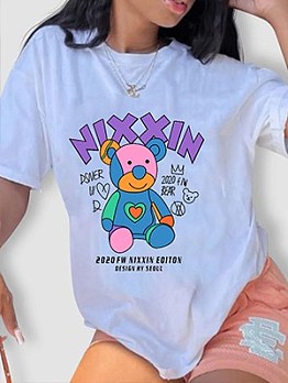 Summer Bear Graphic Ladies Tee Shirts