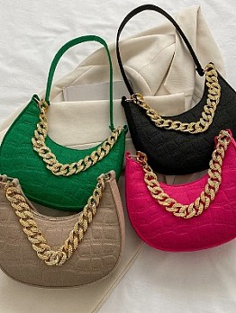  Retro Simple Pure Color Chain Armpits Bags