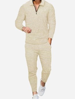  Leisure Pure Color Top And Trouser Men's Suit