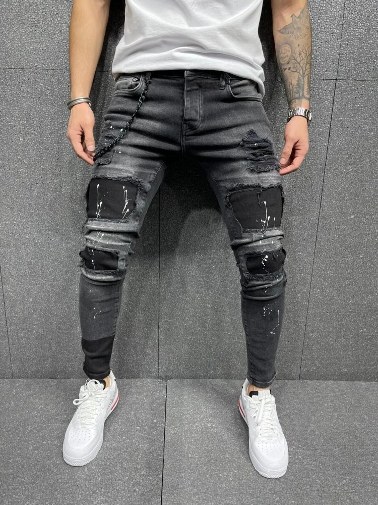 New Fashion Wholesale Jeans Men Black Skinny Ripped Denim Jeans - China Denim  Jeans and Denim Jeans Men price | Made-in-China.com