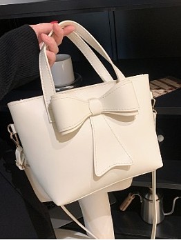 PU Leather White Bow Shoulder Handbags