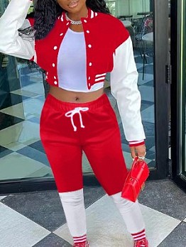 Contrast Color Matching 2 Piece Baseball Outfit  Sets