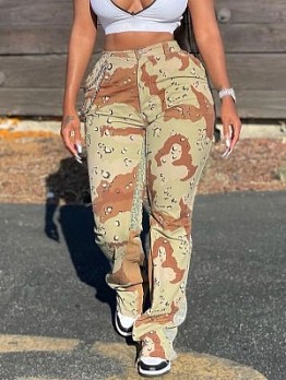 Women  Camouflage Bootcut  Long Pants 
