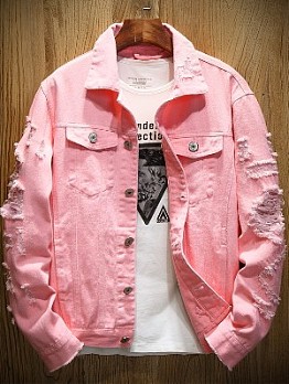 Casual Ripped Denim Jacket Coats For Men
