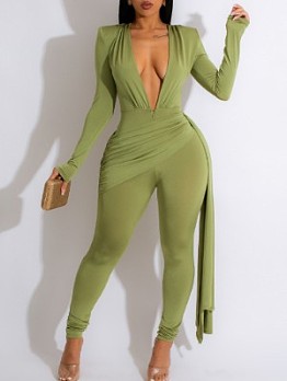  Sexy Skinny Long Sleeve Jumpsuit With Zipper