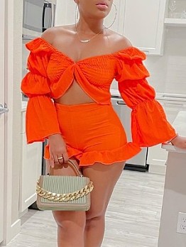 Casual Pure Color Ruched Women's Trouser Sets