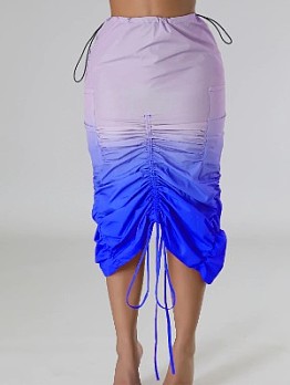  2023 Summer Gradient  Color Crinkle Skirt