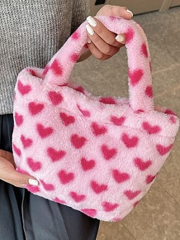 Cute  Heart Plush Tote Bag Handbags