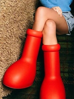  Leisure PU Red Medium Boots For Women
