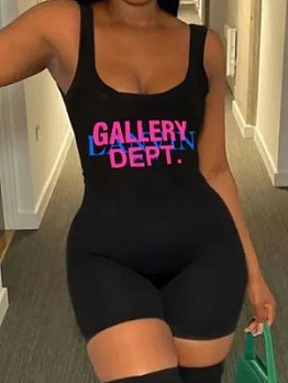  2023 Summer Letter Printed Sexy Sleeveless Rompers