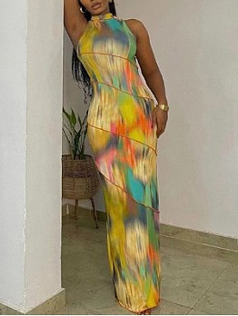 Women Multicolored Sleeveless Maxi Dresses
