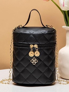  Fashion Sweet Plaid PU Bucket Bag 