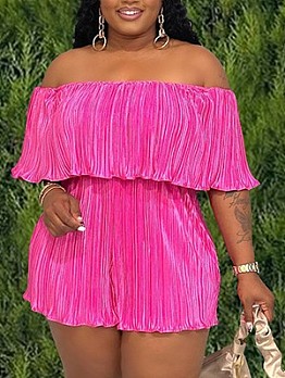 Casual Pure Color Off Shoulder Women's Rompers