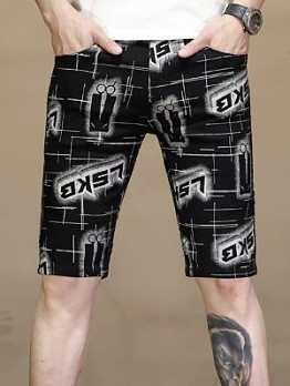  Summer Casual Black Printing Men's Five-Point Pants