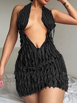  Summer Lacework Deep V Bodycon Mini Dress