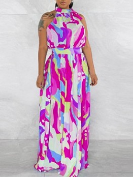 Fashion Printed Sleeveless Maxi Dress