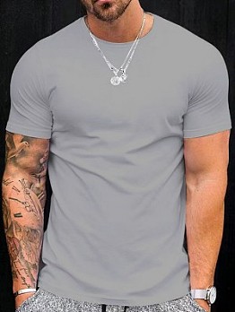  Men's Pure Color Short Sleeve Tee