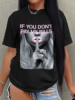 Fashion Letter Printed Loose Tee