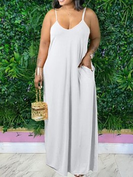Plus Size Solid Sleeveless Loose Dress