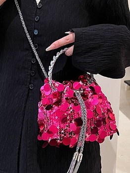  Fashion Sequins Chain Bucket Bags
