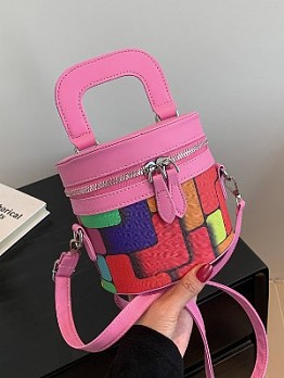  Fashion PU Colorblock Bag For Women