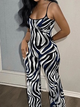  Women's Sexy Zebra Stripes Printing Jumpsuit