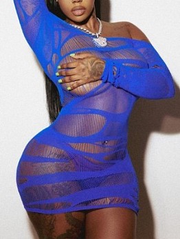  See Through Ripped Long Sleeve Dress