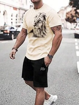 Men's Casual Printing Shorts Suit