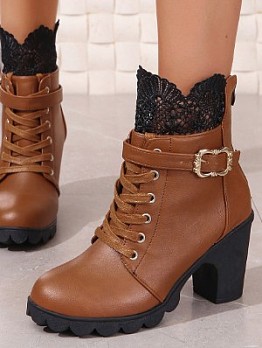Lace-up Printed Knight Boots