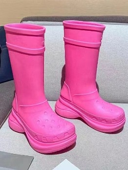 Women’s Solid EVA Waterproof Rain Mid Calf Boots 