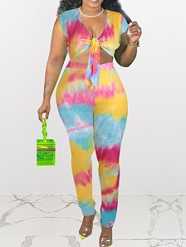  Tie Dyed Gradient Printing Knitting Trouser Sets
