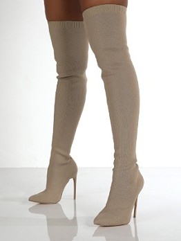 Pointed High Heeled Knitted Over The Knee Boots