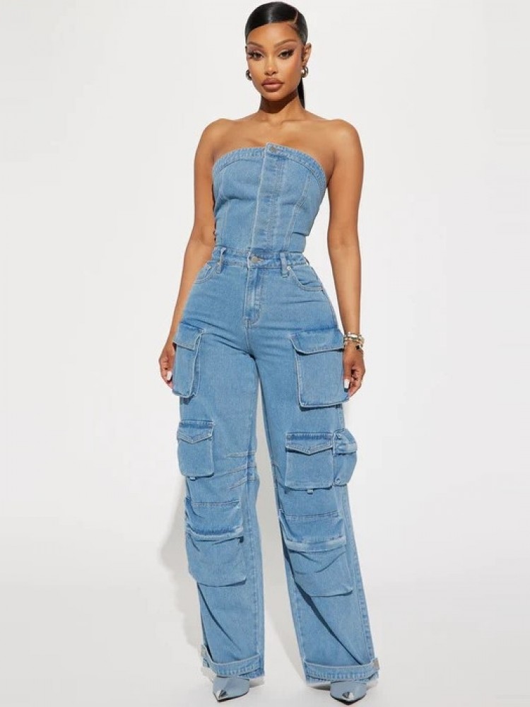 New Wholesale Fashion Strech Denim Jeans Women Slim Jumpsuit - China Denim  Jean and Jeans price | Made-in-China.com