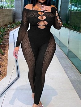 See Through Mid-rise Bodycon Jumpsuit
