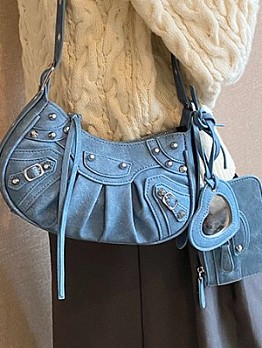Solid Color Zipper Shoulder Bags