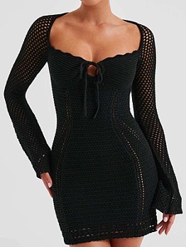 See Through Mid-rise Backless Dress