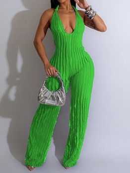See Through Halter Neck Backless Jumpsuit