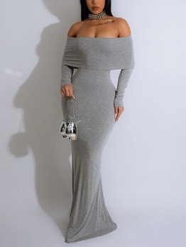 Strapless Off Shoulder Fitted Long Sleeve Dresses