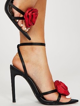 Rhinestone Stereo Flower Hasp Heels