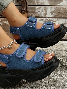 Colorblock Velcro Round Toe Sandals