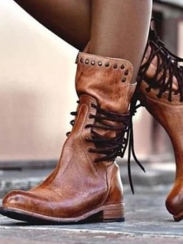 Pointed Chunky Heels Ankle Boots