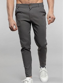 Solid Color Mid-rise Straight Pants