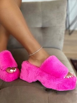 Fluff Solid Color Pump Slippers