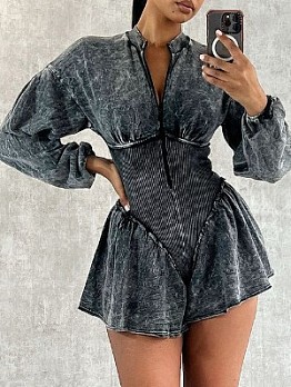 Distressed High Rise Bodycon Rompers