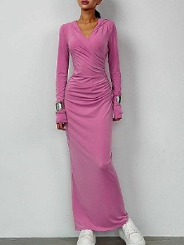 Solid Color Mid-rise Slim Dress