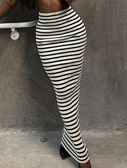Striped Colorblock Slim Skirts