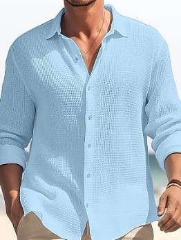 Solid Color Patchwork Long Sleeve Shirts