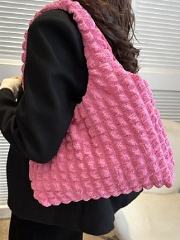 Ruched Solid Color PU Shoulder Bags