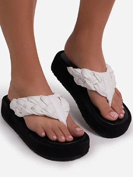 Colorblock Round Toe Slippers 
